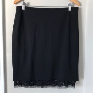 Pauw Amsterdam Black Lace Trimmed Pencil Skirt